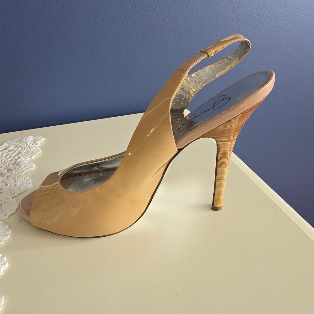 Jessica Simpson Tan Stiletto Slingback Heels